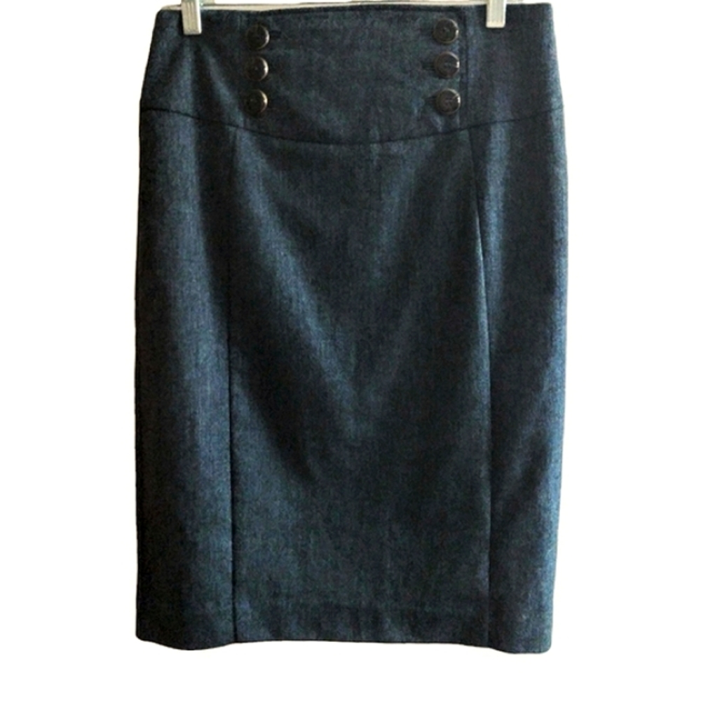Express DS blue pencil skirt with leopard lining size 8